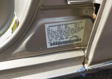 2006 Nissan Altima 2.5 S from USA, damaged, VIN 1N4AL11D66N328009